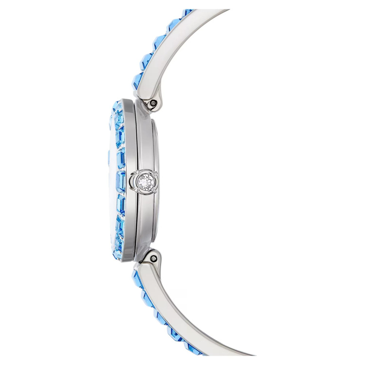 Matrix bangle watch Swiss Made, Crystal bracelet, Blue, Stainless steel